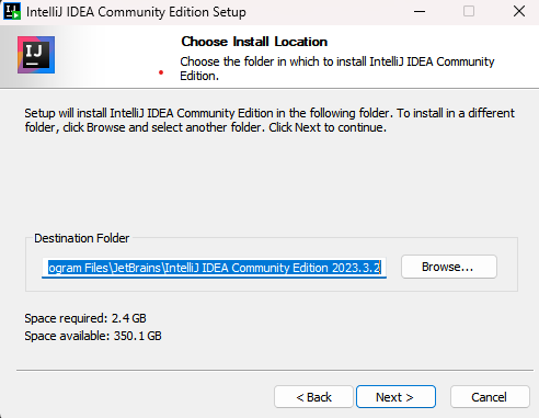 intellij install location dialog box